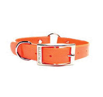 971 HUNTING DOG COLLAR WITH CENTER RING PLASTIC HOT ORANGE 1 IN X 18 IN