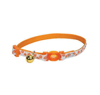 SAFE CAT® 06775 ADJ COLLAR WITH BRK BKL 8 - 12 IN X 3/8 IN GLOWING ORG FLOWER