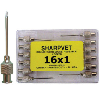 SHARPVET™ STAINLESS STEEL RD HUB HYPODERMIC NEEDLE 16 G 1/2 IN 12/PKG