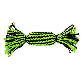  JOLLY PETS® KNOT-N-CHEW DOG TOY TUBE SQUEAKER GREEN/BLACK SM/MD 1/PKG