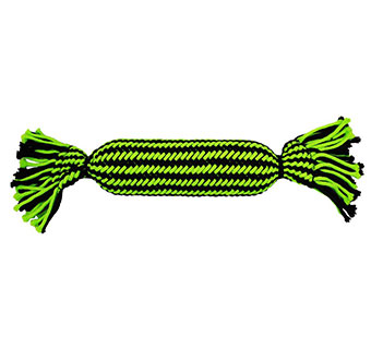  JOLLY PETS® KNOT-N-CHEW DOG TOY TUBE SQUEAKER GREEN/BLACK LG/XL 1/PKG