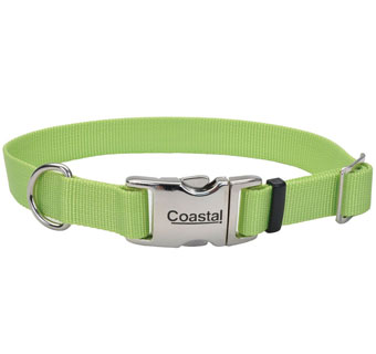 61901 ADJ DOG COLLAR WITH METAL BUCKLE 18 - 26 IN X 1 IN LIME GREEN