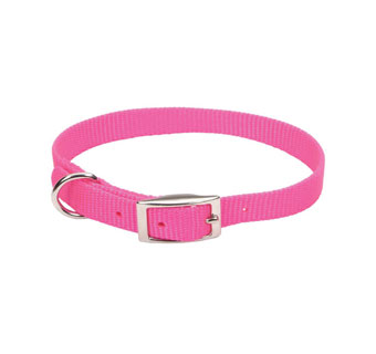 00401 SINGLE-PLY DOG COLLAR NYLON 12 IN X 5/8 IN NEON PINK