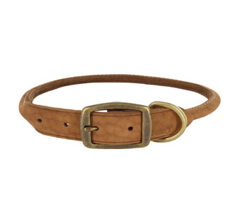 CIRCLE T® 03218 RUSTIC ROUND DOG COLLAR LEATHER 22 IN X 1 IN CHOCOLATE