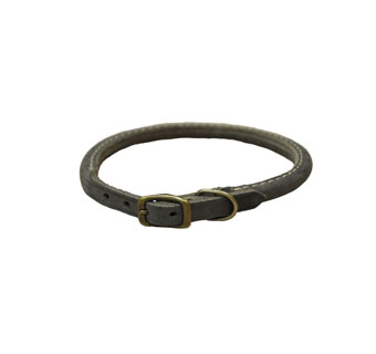 CIRCLE T® 03218 RUSTIC ROUND DOG COLLAR LEATHER 24 IN X 1 IN SLATE GRAY