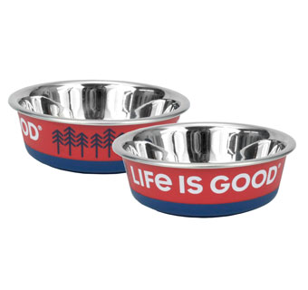 LIFE IS GOOD® 08590 D NON-SKID PET BOWL 14 OZ SS FADED RED TREES