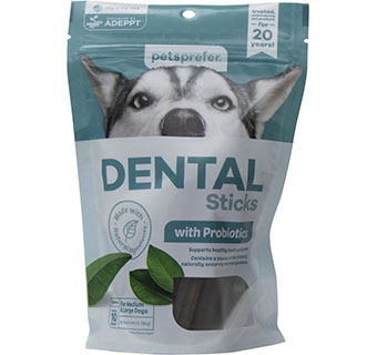 PETS PREFER® DENTAL STICKS WITH PROBIOTICS 10/PKG