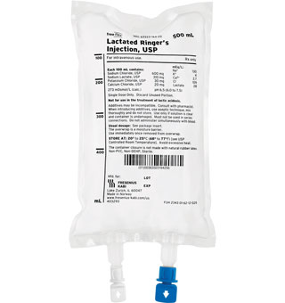 LACTATED RINGER’S INJECTION USP BAG 500 ML (RX)