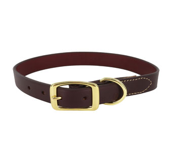 CIRCLE T® TOWN DOG COLLAR WITH BRASS BUCKLE LEATHER LATIGO 1 IN X 18 IN