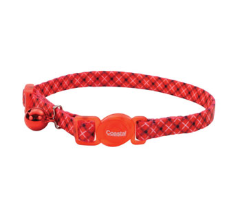 SAFE CAT® 06701 ADJUSTABLE COLLAR 8 - 12 IN X 3/8 IN WHITE/RED/PLAID