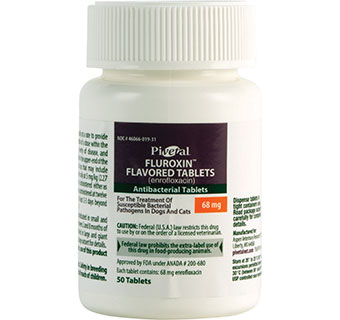 PIVETAL® FLUROXIN™ (ENROFLOXACIN) FLAVORED TABLETS 68 MG 50/BOTTLE (RX)