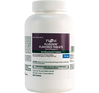 PIVETAL® FLUROXIN™ (ENROFLOXACIN) FLAVORED TABLETS 136 MG 200/BOTTLE (RX)