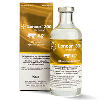 LONCOR® 300 (FLORFENICOL) INJECTABLE SOLUTION 300 MG/ML 250 ML 1/PKG (RX)