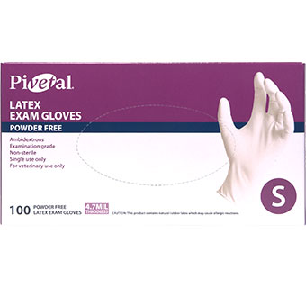 PIVETALⓇ LATEX PF EXAM GLOVES SMALL 100/PKG