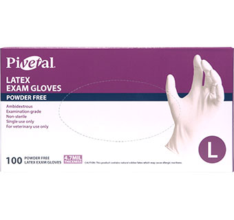 PIVETALⓇ LATEX PF EXAM GLOVES LARGE 100/PKG