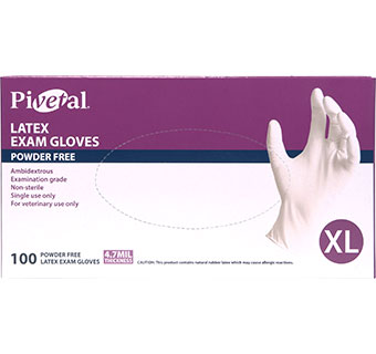PIVETALⓇ LATEX PF EXAM GLOVES EXTRA LARGE 100/PKG