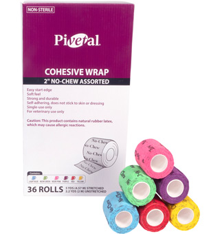 PIVETAL® COHESIVE WRAP NO-CHEW ASSORTED 2 IN X 5 YD 36/PKG