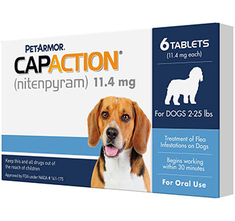 CAPACTION FLEA TABLET DOG 2-25LB 6S