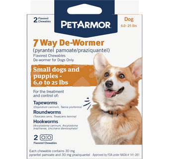 PETARMOR® 7 WAY DE-WORMER FOR PUPPIES AND SMALL DOGS 6-25 LB 2/PKG