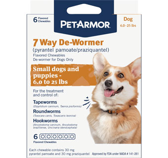 PETARMOR® 7 WAY DE-WORMER FOR PUPPIES AND SMALL DOGS 6-25 LB 6/PKG