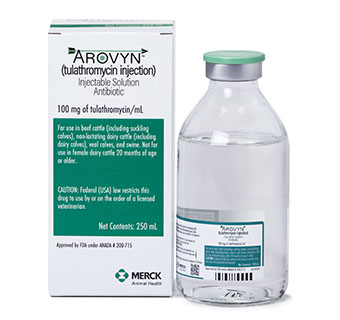 AROVYN™ (TULATHROMYCIN INJECTION) 100 MG/ML 250 ML 1/PKG (RX)