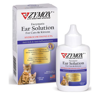 ZYMOX® CAT & KITTEN EAR SOLUTION W/ .5% HYDROCORTISONE 1.25 OZ BOTTLE 1/PKG