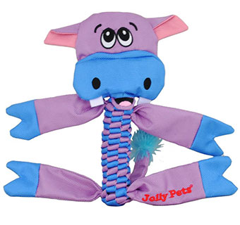 JOLLY PETS® FLATHEADS DOG TOY HIPPO SMALL 1/PKG