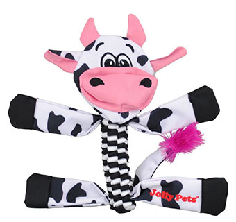 JOLLY PETS® FLATHEADS DOG TOY COW SMALL 1/PKG