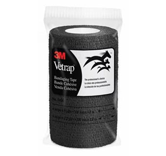 3M™ VETRAP™ BANDAGING TAPE 4 IN X 5 YD BLACK 18 ROLLS/PKG