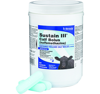 SUSTAIN III® CALF BOLUS (SULFAMETHAZINE) SUSTAINED RELEASE 72 HR 50/PKG (RX)