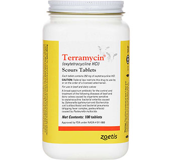 TERRAMYCIN® (OXYTETRACYCLINE HCL) SCOURS TABLETS 250 MG 100/BOTTLE (RX)