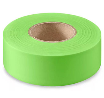 FLAGGING TAPE NO ADHESIVE 150 FT X 1-3/16 IN FLUORESCENT GREEN 1/PKG