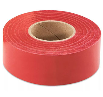FLAGGING TAPE NO ADHESIVE 300 FT X 1-3/16 IN RED 1/PKG