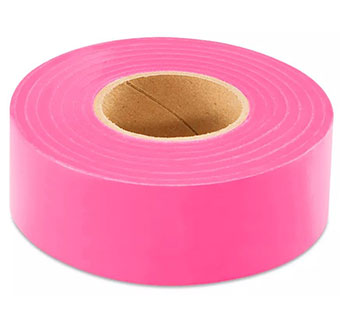 FLAGGING TAPE NO ADHESIVE 150 FT X 1-3/16 IN FLUORESCENT PINK 1/PKG