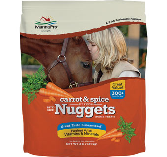 MANNA PRO BITE-SIZE NUGGETS HORSE TREATS CARROT & SPICE FLAVOR 4 LB 1/PKG