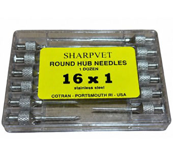 SHARPVET® ROUND HUB NEEDLES 16 G X 1 IN 12/PKG