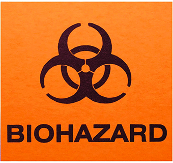 BIOHAZARD WARNING LABELS 2 IN X 2 IN 25/PKG