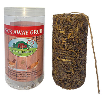 LITTLE FARMER PECK AWAY GRUB STRING CHICKEN TREAT 9.8 OZ 1/PKG