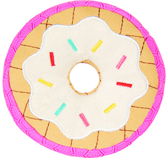 GODOG® TOUGH N TEXTURE™ VANILLA DONUT PLUSH SQUEAKY DOG TOY SMALL PINK 1/PKG