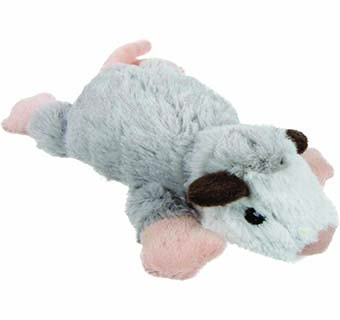 GODOG® FLATZ OPOSSUM SQUEAKY PLUSH FLATTIE DOG TOY GREY EXTRA SMALL 1/PKG