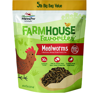 MANNA PRO FARMHOUSE FAVORITES MEALWORMS POULTRY TREAT 5 LB 1/PKG