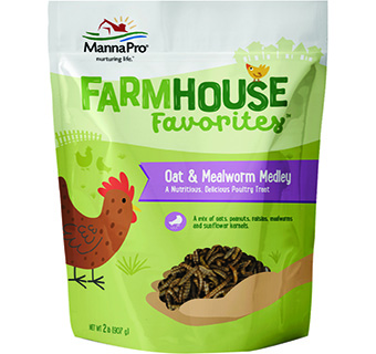 MANNA PRO FARMHOUSE FAVORITES OAT & MEALWORM MIX POULTRY TREAT 2 LB 1/PKG