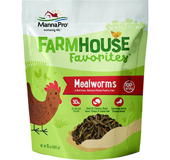 MANNA PRO FARMHOUSE FAVORITES MEALWORMS POULTRY TREAT 10 OZ 1/PKG