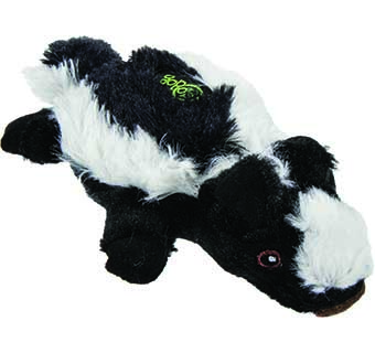 GODOG® FLATZ SKUNK SQUEAKY PLUSH FLATTIE DOG TOY BLACK EXTRA SMALL 1/PKG