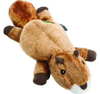 GODOG® FLATZ SQUIRREL SQUEAKY PLUSH FLATTIE DOG TOY BROWN LARGE 1/PKG