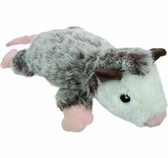 GODOG® FLATZ OPOSSUM SQUEAKY PLUSH FLATTIE DOG TOY GREY LARGE 1/PKG