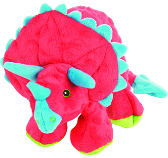 GODOG® DINOS FRILLS SQUEAKY PLUSH DOG TOY RED LARGE 1/PKG