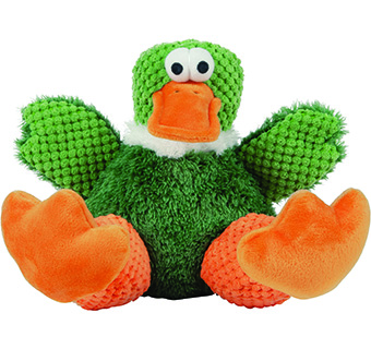 GODOG® CHECKERS™ SITTING DUCK SQUEAKY PLUSH DOG TOY LARGE 1/PKG