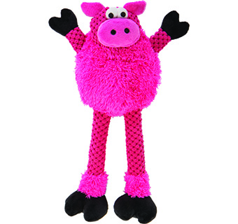 GODOG® CHECKERS™ SKINNY PIG SQUEAKY PLUSH DOG TOY SMALL 1/PKG