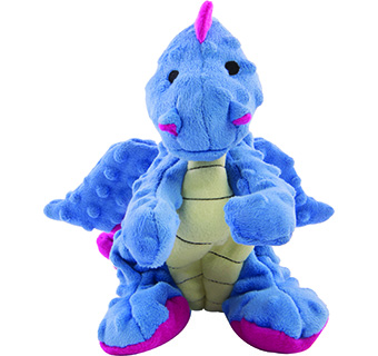 GODOG® DRAGONS SQUEAKY PLUSH DOG TOY PERIWINKLE LARGE 1/PKG